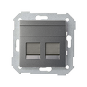 Flat universal V&D plate with dust cover for 2 RJ45 Simon 82 Concept