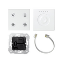 Custom button box 4 functions lighting and temperature control with KNX coupling unit and slide control regulator white Simon 82 Sense