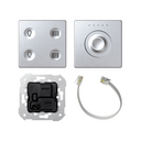 Custom button box 4 functions lighting and blinds control with KNX coupling unit and slide control regulator cold aluminium Simon 82 Sense