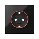 Couvercle avec anneau rouge pour prise Schuko noire brillante Simon 100