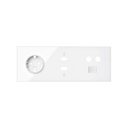Kit front para 3 elementos con 1 base de enchufe schuko, 1 conector HDMI + USB y 1 toma R-TV+SAR única blanco brillante Simon 100