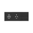 Front kit for 3 elements with 2 German socket outlets and 2 rockers matt black Simon 100