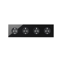 Kit front para 4 elementos con 4 bases enchufe schuko negro brillante Simon 100