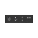 Front kit for 4 elements with 2 German socket outlets, 1 HDMI + USB connector, 1 toma R-TV+SAT socket + 1 RJ45 matt black Simon 100