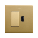 Monobloc kit for 1 element with 1 push-button switch and 1 USB charger 2.1A gold Simon 270