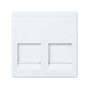 Flat voice and data plate with dust cover for 2 ORTRONICS® RJ45 connectors white Simon 27 Play
