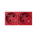 Double Schuko socket outlet 16A 250V~ with safety device and quick terminal connection red K45