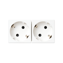 Double Schuko socket outlet 16A 250V~ with safety device and quick terminal connection white K45