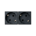 Base de enchufe doble Schuko 16A 250V~ con dispositivo de seguridad y embornamiento rápido negro K45