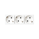 Triple Schuko socket outlet 16A 250V~ with safety device and quick terminal connection white K45