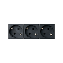 Base de enchufe triple Schuko 16A 250V~ con dispositivo de seguridad y embornamiento rápido negro K45