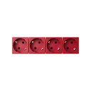 Prise de courant Schuko quadruple 16A 250V~ avec dispositif de sécurité et bornage rapide rouge K45