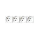 Quadruple French socket outlet 16A 250V~ with safety device and quick terminal connection white K45
