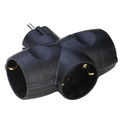 Adaptador triplo lateral de 16 A e 250 V, em preto, da