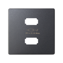 Placa para cargador USB 2 conectores 5Vdc 2.1A tipo A grafito Simon 82