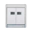 Grupo modular de 2 interruptores IP55 10AX com iluminação e embalagem integradas. branco rápido Simon Aqua