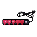 WATERPROOF POWER STRIP 5 SOCKETS WITH COVER 16A 250V~ RED IP54 WITH 1.5M CABLE H05VV-F 3G1.5MM² SIMON BRICO