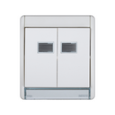 Grupo modular de 2 interruptores IP55 10AX com sistema de ligação rápida de terminais Simon Aqua branco
