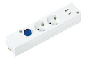 Multifix power strip with 2 sockets + USB A + USB C and switch