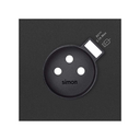 Kit face avant pour 1 élément avec 1 prise 2P et chargeur USB intégré noir matte Simon 100