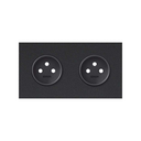 Front face kit for 2 elements with 2 2P sockets, matt black Simon 100