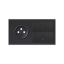 Front face kit for 2 elements with 1 2P socket and 1 individual matt black key Simon 100
