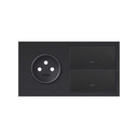 Kit face avant pour 2 éléments avec 1 prise 2P et 2 touches noir matte Simon 100