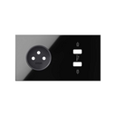 Kit face avant pour 2 éléments avec 1 chargeur 2xUSB et 1 prise 2P noir brillant Simon 100