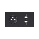 Kit face avant pour 2 éléments avec 1 chargeur 2xUSB et 1 prise 2P noir matte Simon 100
