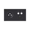 Kit face avant pour 2 éléments avec 1 prise 2P, 1 prise simple R / TV + SAT avec 1 connecteur RJ45 catégorie 6 UTP noir mat Simon 100