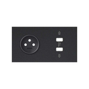 Kit face avant pour 2 éléments avec 1 prise 2P, 1 chargeur 2xUSB noir mat Simon 100