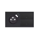 Kit face avant pour 2 éléments avec 1 prise 2P et chargeur USB intégré et 2 touches gauche noir matte Simon 100