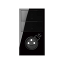 Kit frontal vertical pour 2 éléments avec bouton et base avec chargeur USB intégré noir brillant Simon 100