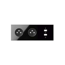 Kit face avant pour 3 éléments avec 2 prises 2P et 1 chargeur 2xUSB noir brillant Simon 100