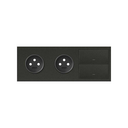 Front face kit for 3 elements with 2 2P sockets and 2 matt black keys Simon 100