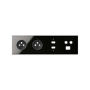 Kit face avant pour 4 éléments avec 2 prises 2P, 1 prise HDMI + USB, 1 prise R-TV + SAT + 1 connecteur RJ45 noir brillant Simon 100