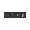 Kit face avant pour 4 éléments avec 2 prises 2P, 1 prise HDMI + USB, 1 prise R-TV + SAT + 1 connecteur RJ45 noir matte Simon 100