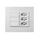 Kit 4x4 completo para 3 interruptores paralelos e 3 tomadas padrão brasileiro 2P+T de 10A e placa branco Simon 82
