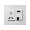 Kit 4x4 completo para 1 coaxial, 1 HDMI, 1 RJ45 Cat 5e, 1 tomada padrão brasileiro 2P+T de 10A e placa branco Simon 82