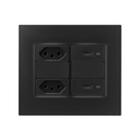 Kit 4x4 completo para 2 tomadas carregador USB 2.1A, 2 tomadas padrão brasileiro 2P+T de 10A e placa branco Simon 82