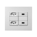 Kit 4x4 completo para 2 tomadas carregador USB 2.1A, 2 tomadas padrão brasileiro 2P+T de 10A e placa grafite Simon 82