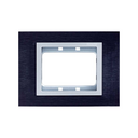 Placa de 3 módulos inox negro con marco aluminio Simon 82 Nature
