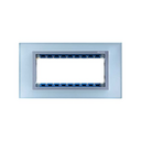 Placa de 5 módulos cristal plata con marco aluminio Simon 82 Nature