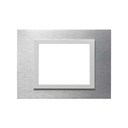 Placa 4x2 de 3 módulos inox mate e interior branco Simon 82 Nature