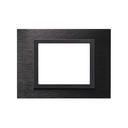Placa 4x2 de 3 módulos inox negro e interior grafite Simon 82 Nature
