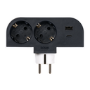ROTATABLE ADAPTER 180 DEGREES PLUG III 2 SOCKETS + USB A + USB C 30W