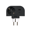 ROTATABLE ADAPTER 180 DEGREES PLUG III 1 SOCKET + USB A + USB C 30W