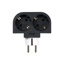 ROTATABLE ADAPTER 180 DEGREES PLUG III 2 SOCKETS 16A 250V