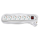 Base múltipla branca com 6 tomadas de 16 A, 250 V~ com interruptor e 3 metros de cabo H05VV-F 3G 1,5 mm² 
