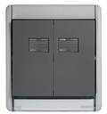 Composable group of 2 IP55 10AX two-way switches with quick terminal connection system gray Simon Aqua